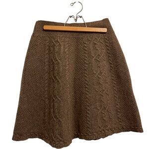 Moth (Anthropologie Brand) SzM A-Line Brown Wool Blend Cable Knit Skirt
